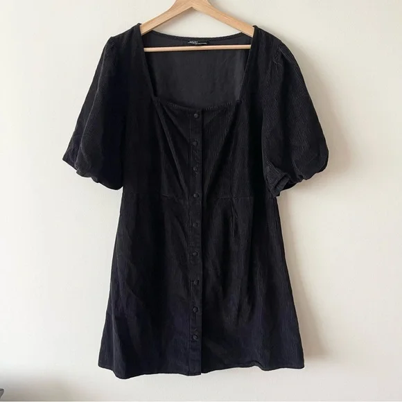 black corduroy mini dress Black Long Sleeve Mini Dress Black / XL main image 1